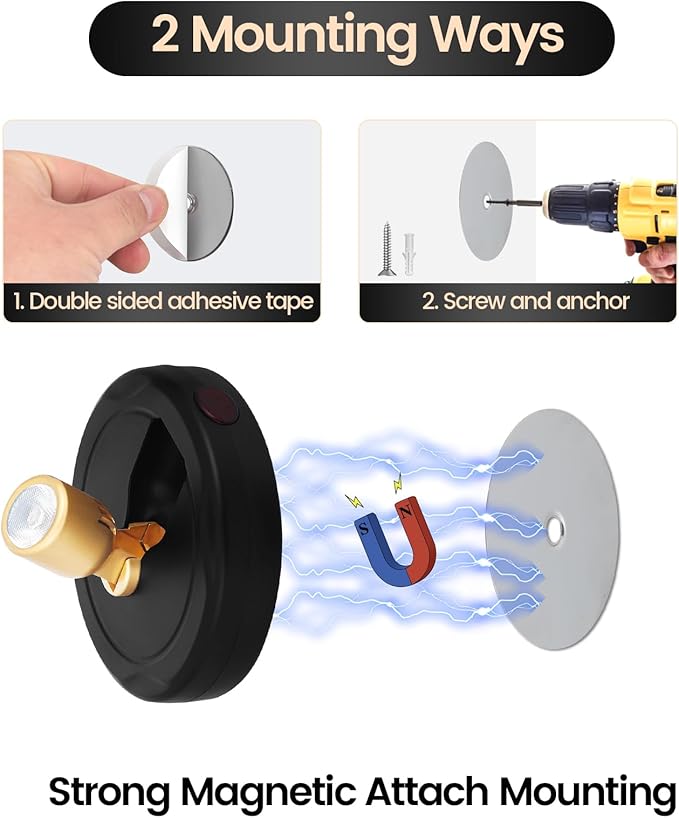 Rechargeable Spotlight, Battery Powered Picture Lights with Remote, Dimmable Plant Spot Light Indoor, Cordless Accent Lighting, LED Uplight for Tree Dartboard Decor Painting Artwork Photo