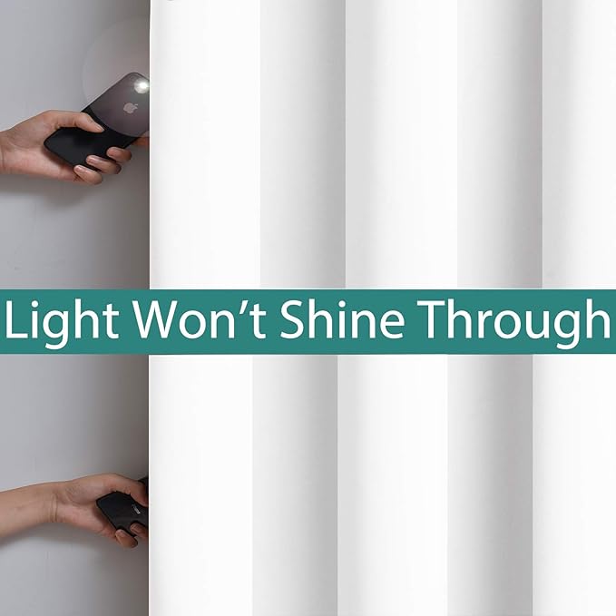 Yakamok Pure White 100% Blackout Curtains 72 Inches Long 52" Wide 2 Panel | - Image 3
