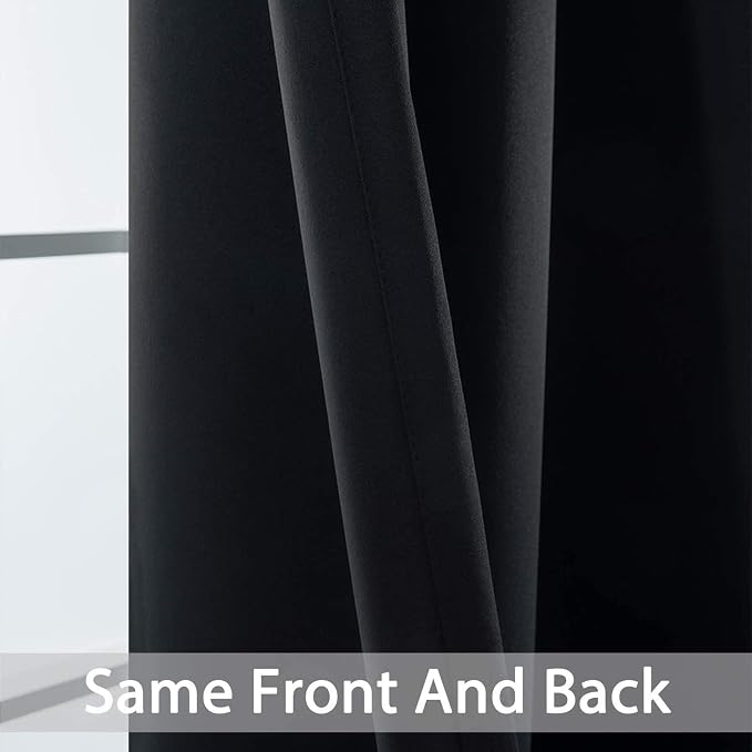 Yakamok Room Darkening Curtains 62x63 inch Length Black-Living Room | 2 panels - Image 4