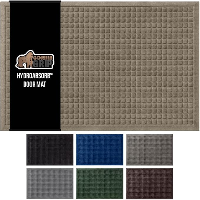 GORILLA GRIP® Ultra Absorbent Front Door Mat Outside Entrance 72x24, Traps Dirt by GorillaGrip