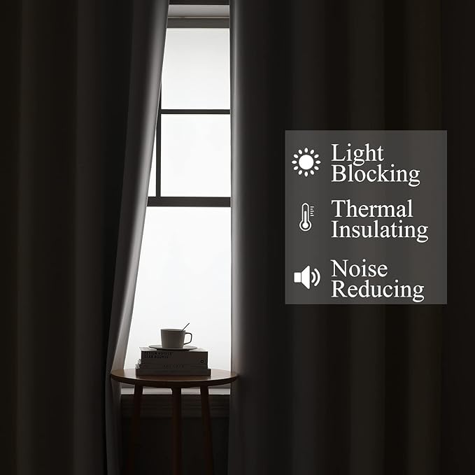 Estelar Textiler Beige and Greyish White Blackout Curtains 102 Inches Long - Image 3