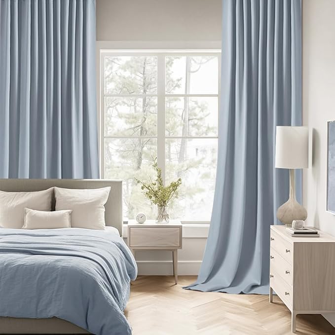 MIULEE Light Blue Back Tab Blackout Curtains 52x84 Inch Length 2 Panels Set | - Image 2