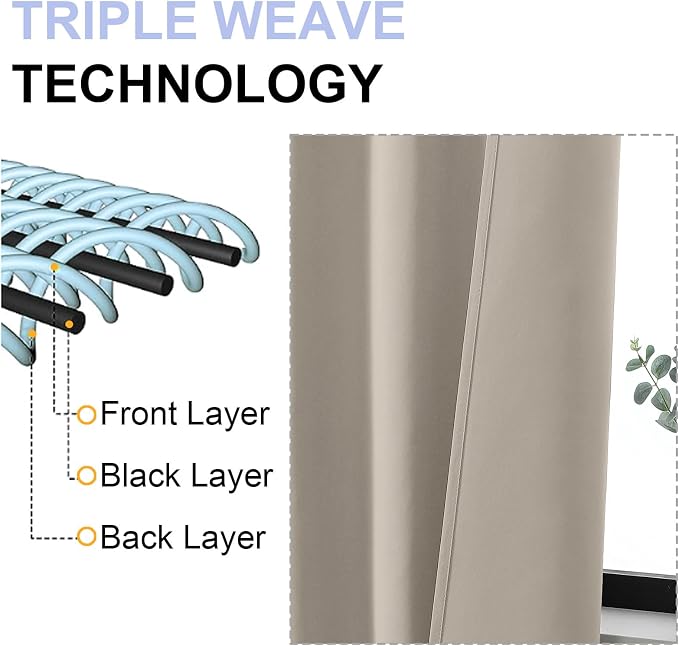 Simplebrand Ava Stone Short 30 Inches Blackout Curtain 2 Panels Set, Half - Image 6