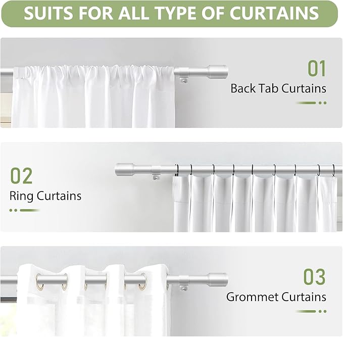 5/8” Diameter Curtain Rods 30-90 Inch, - Image 7
