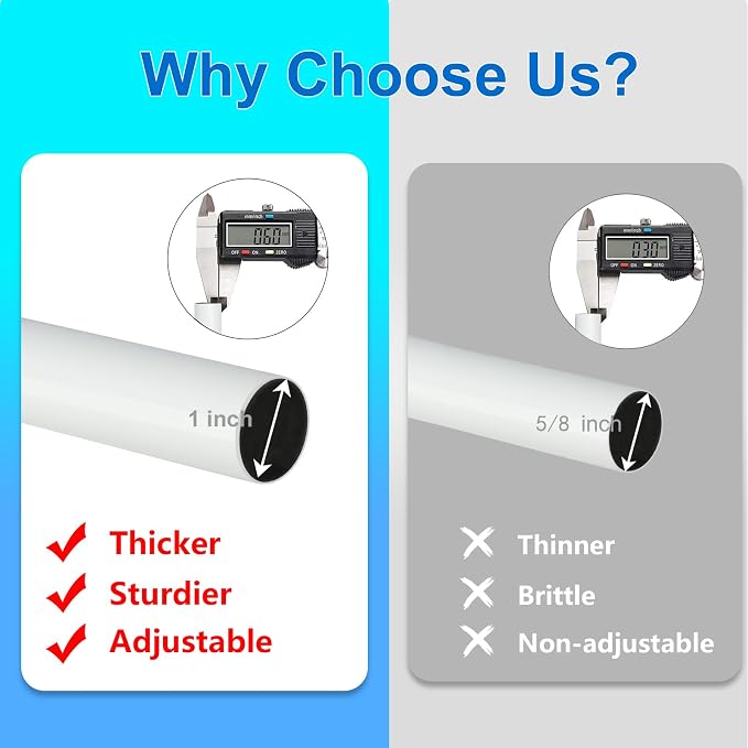 Byondeth Curtain Rods for Windows 16 to 200 Inches Adjustable Length 1 Inch - Image 6