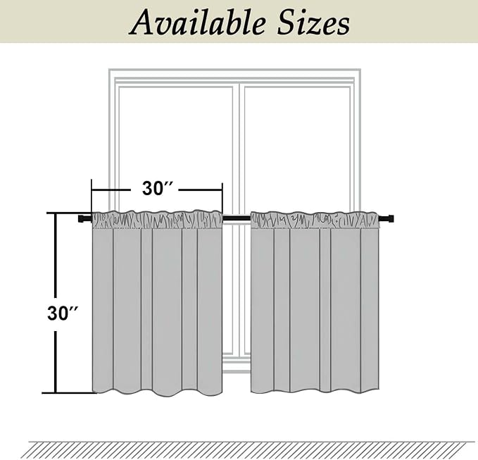 Simplebrand Ava Pure White Curtains 30 Inches Long 2 Panels, Light Filtering - Image 2