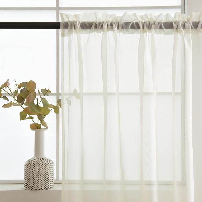 SpaceDresser Sheer Voile Window Treatment Rod Pocket Curtain Panels - Image 5