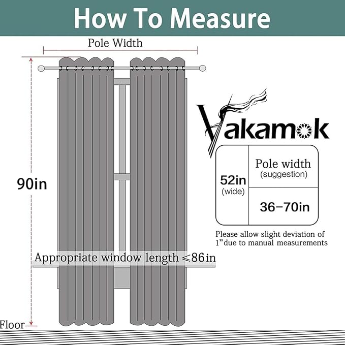 Yakamok Room Darkening Curtains 52x90 inch Length Black-Living Room | 2 panels - Image 6