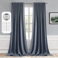 MIULEE Stone Blue Back Tab Blackout Curtains 52x102 Inch Long 2 Panels Set | by MIULEE