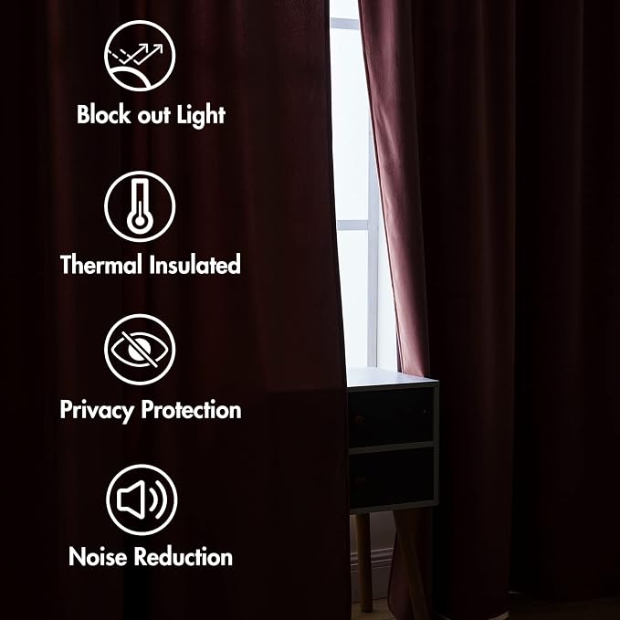 MIULEE Velvet Curtains 52x108 inches 2 Panels Dusty Rose Pink Curtains | Luxury - Image 5