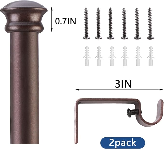 Standard Decorative Window Curtain Rods 30 to 45 Inch, 5/8 Inch Diameter Small - Image 5