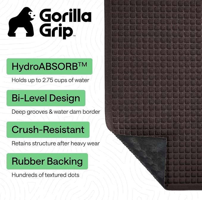 GORILLA GRIP® Ultra Absorbent Front Door Mat Outside Entrance 72x24, Traps Dirt - Image 2