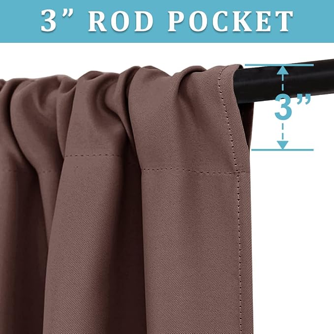RYB HOME Blackout French Door Window Curtain Covering, Rod Pocket Thermal - Image 3