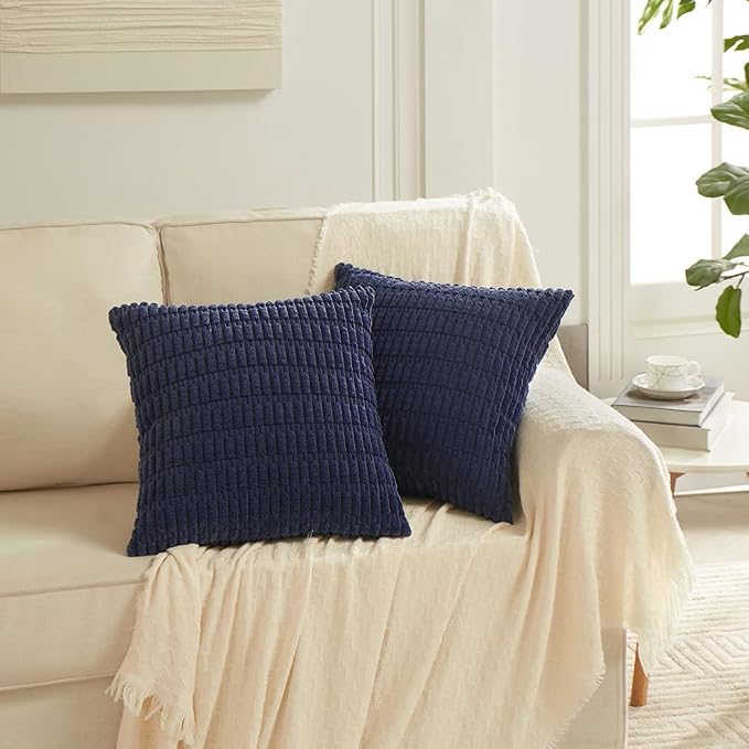 Fancy Homi 4 Packs Navy Blue Decorative Throw Pillow Covers 22x22 Inch - Image 6
