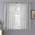 Tollpiz Short Sheer Curtain Linen Textured Bedroom Curtains Sheer Light by Tollpiz