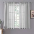 Tollpiz Short Sheer Curtains Linen Textured Bedroom Curtain Sheers Light by Tollpiz