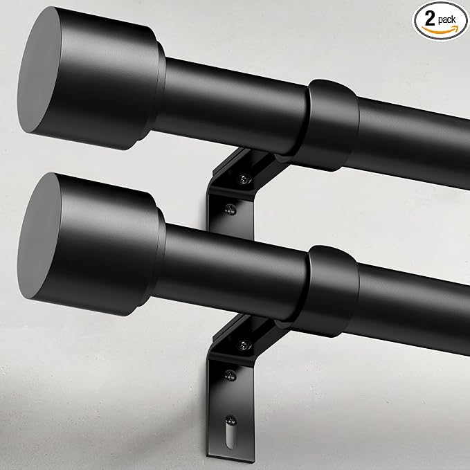 GEEBOBO 2 Pack Black Curtain Rods by GEEBOBO