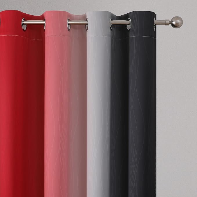 Estelar Textiler Ombre Red and Black Curtains 54 Inch Length 2 Panels, 100% - Image 4