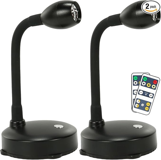 Cordless Spotlight Battery Operated, LED Picture Light, Dimmable Accent Light with Remote, Indoor Stick on Display Lamp for Plant Tree Photo Dartboard Painting Artwork Portrait