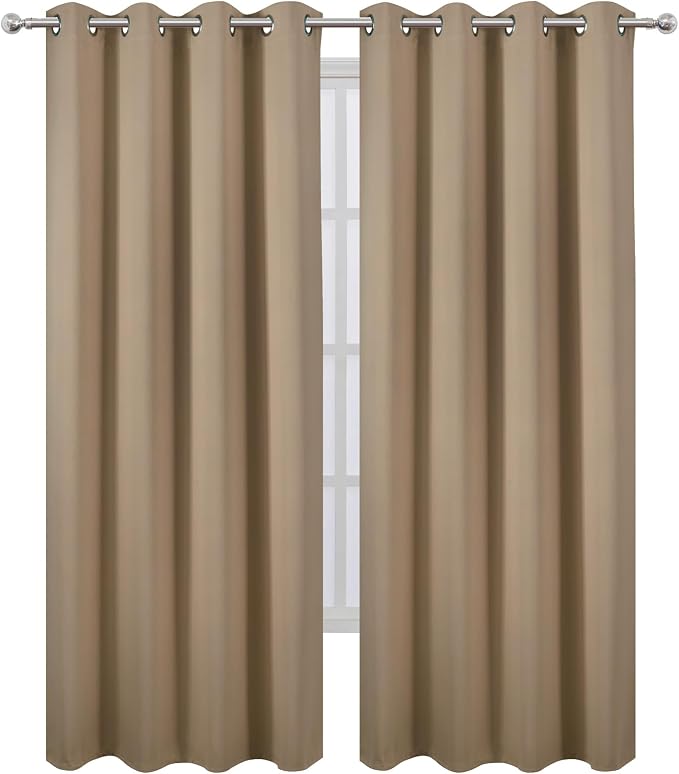 Blackout Curtains 66 x 95 inch/Natural Curtains Set of 2 Panels/Thermal - Image 2