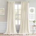 MIULEE Beige White Back Tab Blackout Curtains 52x96 Inch Long 2 Panels Set | by MIULEE