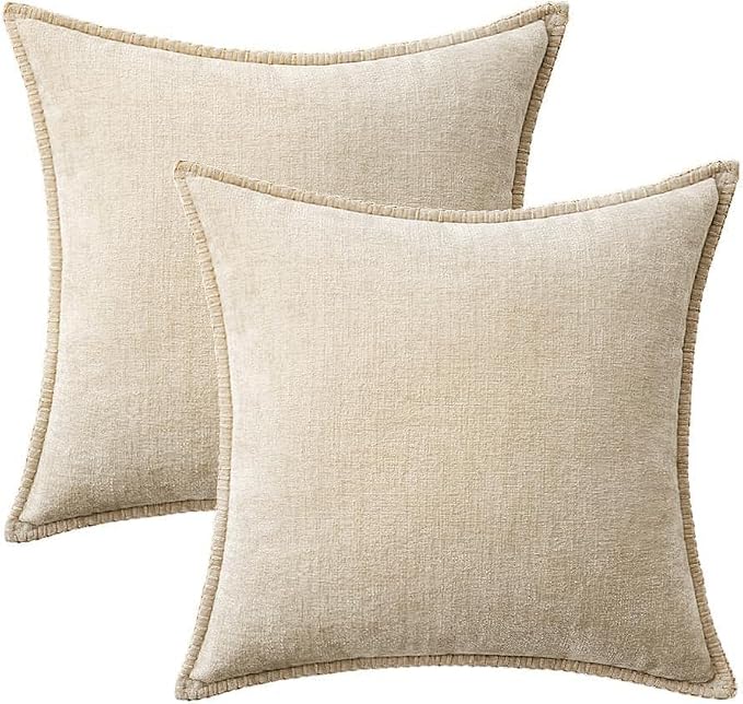 MIULEE Decorative Euro Sham Pillow Covers 26x26 Inch Beige 2 Pack | Neutral - Image 8