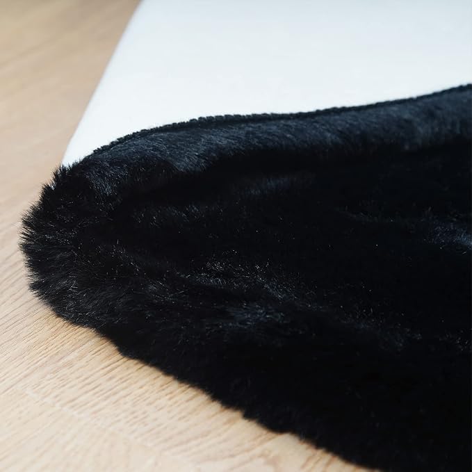 Ghouse Black Faux Rabbit Fur Area Rug 6x9 Machine Washable Area Rugs - Image 5