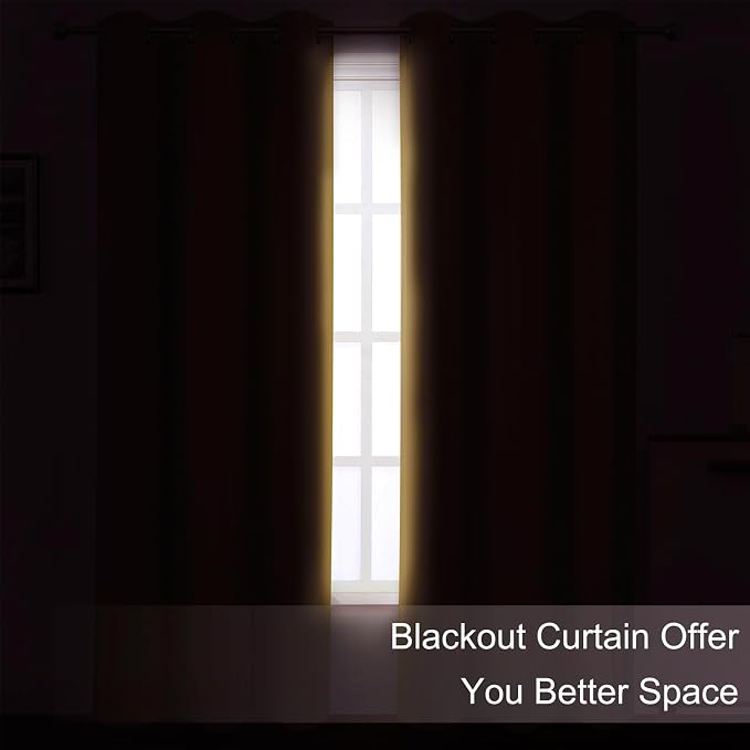 Blackout Curtains 66 x 95 inch/Mustard Yellow Curtains Set of 2 Panels/Thermal - Image 3