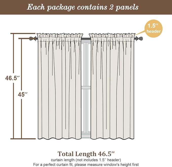 Chyhomenyc Aqua Sheer Curtains 45 Inch Long 2 Panels, Light Filtering Short - Image 3
