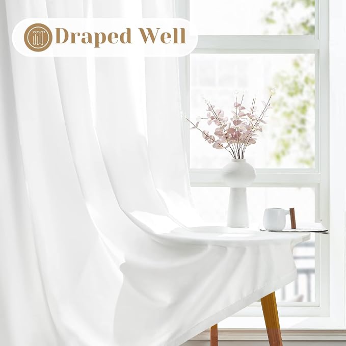 HOMEIDEAS Non-See-Through White Privacy Sheer Curtains, 52 X 63 Inches Long 2 - Image 6