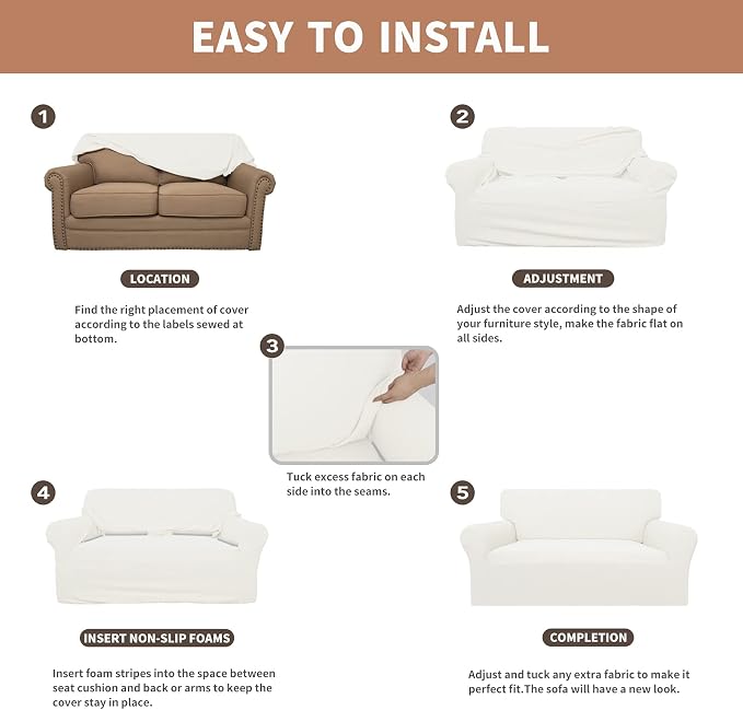 Easy-Going 100% Waterproof Chair Couch Cover, Stretch Jacquard Sofa Cover | - Image 5