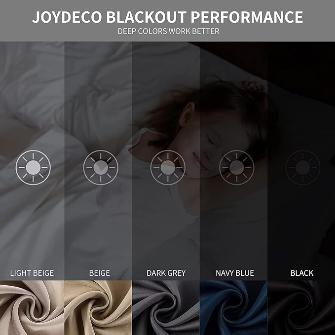 Joydeco Beige Custom Solid Single Blackout Curtain - Image 2