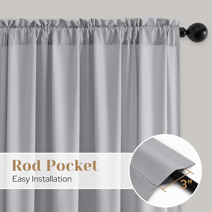 HOMEIDEAS Non-See-Through Light Grey Privacy Sheer Curtains, 52 X 63 Inches - Image 5