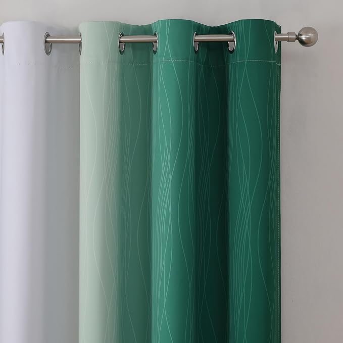 Estelar Textiler Green and Greyish White Blackout Curtains - Image 4