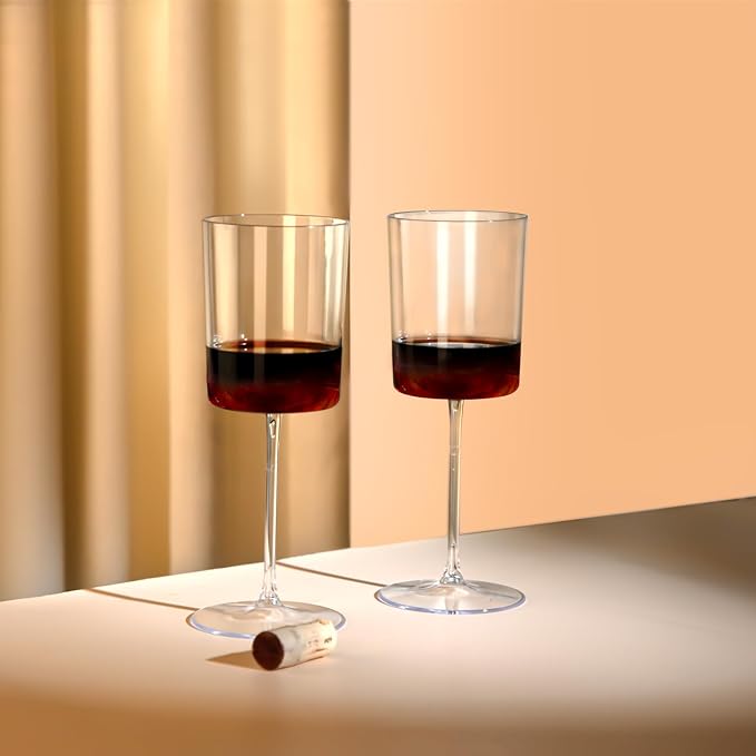 Ciaell 12 Pack Clear Plastic Wine Glasses - 14Oz Plastic Wine Glasses with Stem - Disposable Stemmed Wine Glass for Parties & Weddings & Outdoor