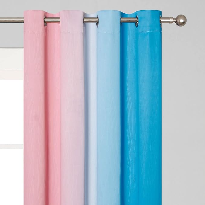 Estelar Textiler Ombre Pink and Blue Blackout Curtains 72 Inch Length 2 Panels - Image 4