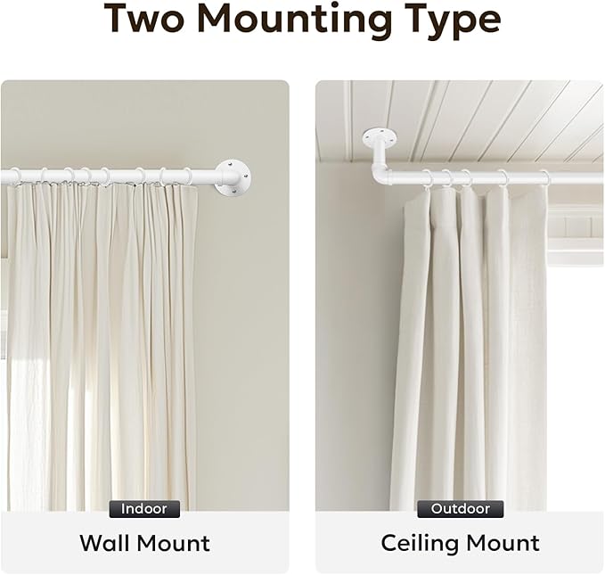 Zeerobee Curtain Rods for Windows 48 to 84, 1 Inch Industrial Wrap Around White - Image 5