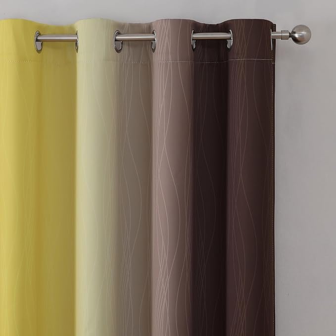 Brown and Yellow Blackout Curtains 52Wx96L Inch 2 Panels | Thermal Insulated - Image 4