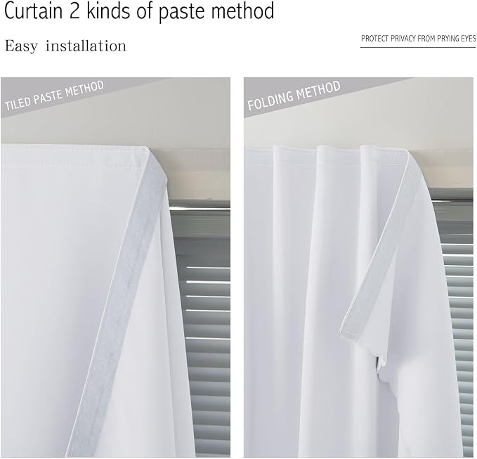 Room Darkening Curtains with Adhesive Backing Tool Free Hanging Window Drapes - Image 6