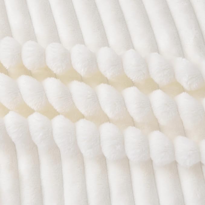 BEDELITE Ribbed Jacquard Off White Blankets Queen Size - Image 5