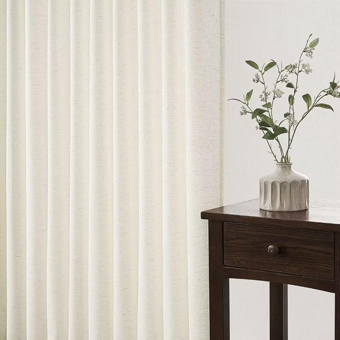 Topfinel 108 Inch Pinch Pleated Linen Curtains 1 Panels, Natural Semi Sheer - Image 5