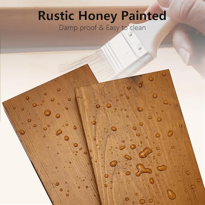 Habudda Floating Shelves, Wall Shelf for Bathroom Bedroom Kitchen, Natural Pine Real Wooden Shelves, Wall Mounted, 100% Pine, Set of 2, 30 Inches Long, Honey Oak