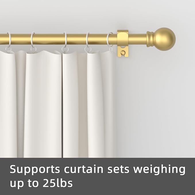 GXOACKJ Curtain Rods for windows 48 to 84-93 inch, 5/8 inch Decorative Gold - Image 2