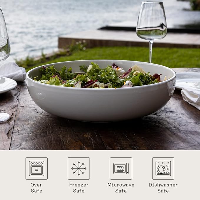 Made In Cookware - Serving Bowl - White With Navy Rim - Porcelain - Crafted in England