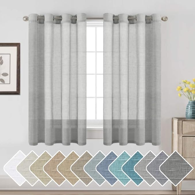 H.VERSAILTEX Linen Curtains Nickel Grommet Natural Linen Semi-Sheer Curtains 2 by HVERSAILTEX