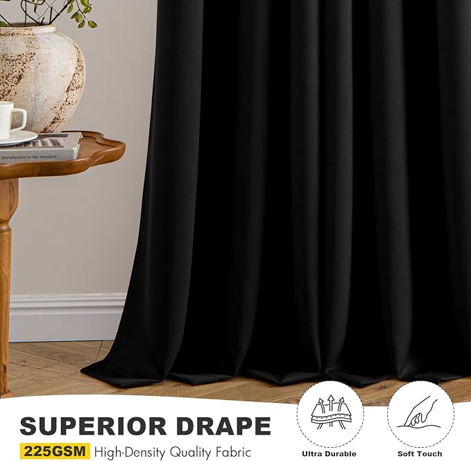 MIULEE Blackout Curtains for Bedroom 2 Panels 40 x 50 Inch Long Black | Thermal - Image 5