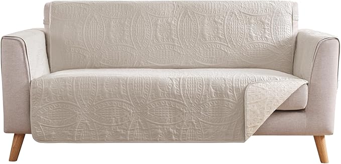 Beige Loveseat Covers for 2 Cushion Couch, Water-Repellent Covers for Sofa Couch by Pamhaven