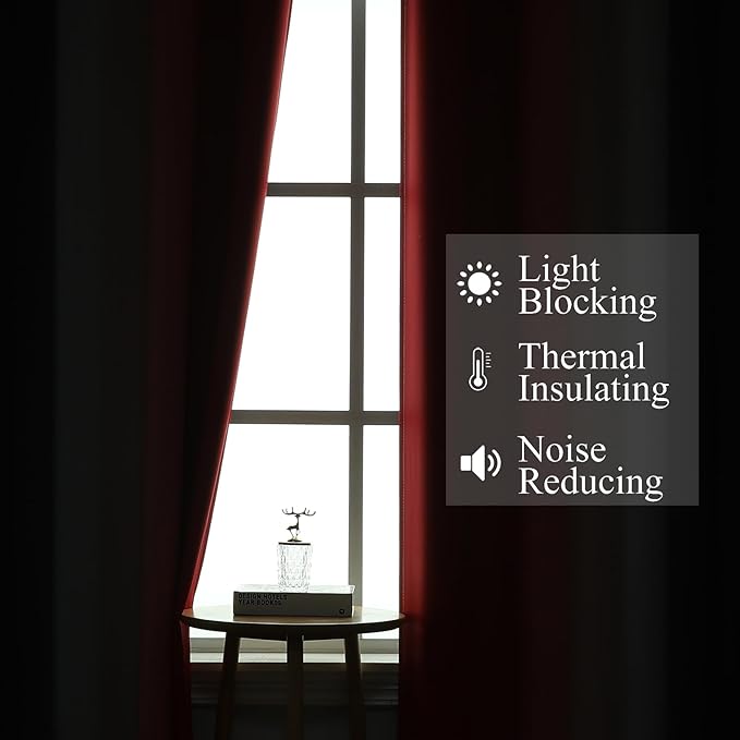 Estelar Textiler Red and Black Ombre Blackout Curtains 102 Inches Long 2 Panels - Image 3