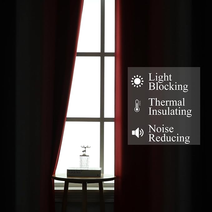 Estelar Textiler Ombre Red and Black Curtains 63 Inch Length 2 Panels, 100% - Image 3