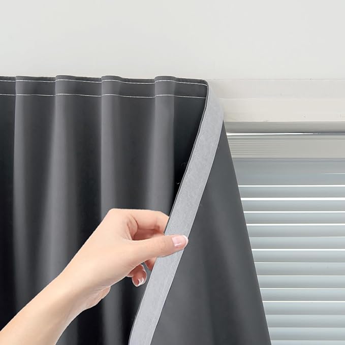 Room Darkening Curtains with Adhesive Backing Tool Free Hanging Window Drapes by Sovtfides